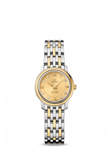 Omega De Ville Prestige Quartz Ladies 24.5 Stainless Steel / Yellow Gold / Champagne / Bracelet 424.20.24.60.58.001