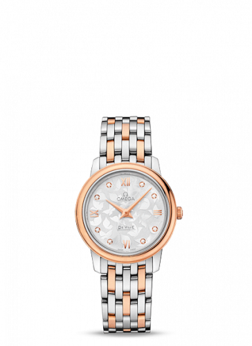 Omega De Ville Prestige Quartz 27.4 Stainless Steel / Red Gold / Silver Butterfly / Bracelet 424.20.27.60.52.002