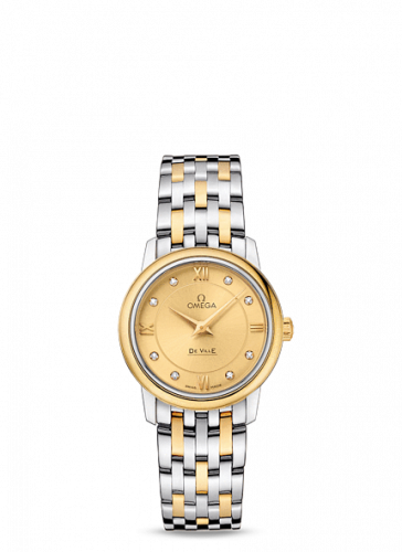 Omega De Ville Prestige Quartz 27.4 Stainless Steel / Yellow Gold / Champagne / Bracelet 424.20.27.60.58.001