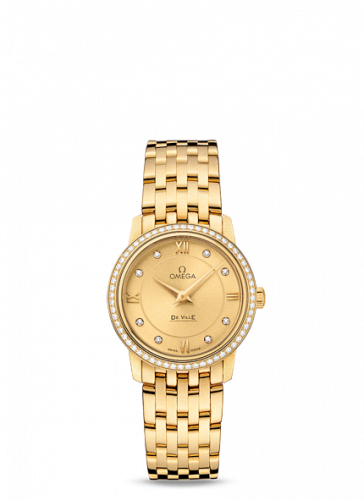 Omega De Ville Prestige Quartz 27.4 Yellow Gold / Champagne-Diamond / Bracelet 424.55.27.60.58.001