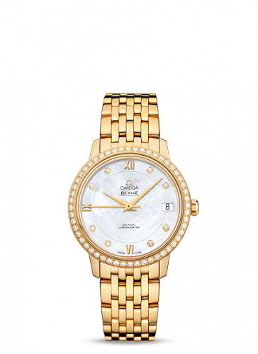 Omega De Ville Prestige Co-Axial 32.7 Yellow Gold Diamond / MOP / Bracelet 424.55.33.20.55.001