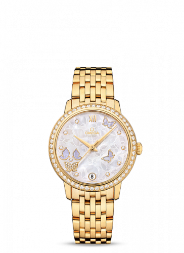 Omega De Ville Prestige Co-Axial 32.7 Yellow Gold / MOP Butterfly / Diamond / Bracelet 424.55.33.20.55.005 Omega De Ville Prestige Co-Axial 32.7 Yellow Gold / MOP Butterfly / Diamond / Bracelet 424.55.33.20.55.005