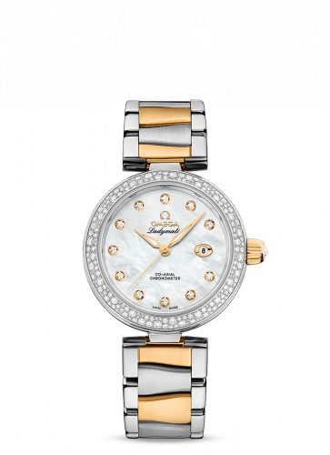 Omega LadyMatic Co-Axial 34 Stainless Steel / Yellow Gold / Diamond / MOP / Bracelet 425.25.34.20.55.003