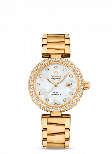 Omega LadyMatic Co-Axial 34 Yellow Gold / Diamond / MOP / Bracelet 425.65.34.20.55.009