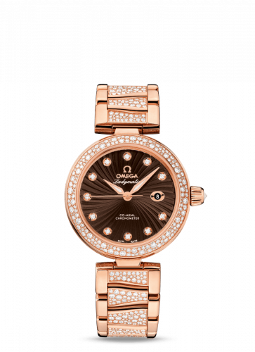 Omega LadyMatic Co-Axial 34 Red Gold / Diamond / Brown / Diamond Bracelet 425.65.34.20.63.003 Omega LadyMatic Co-Axial 34 Red Gold / Diamond / Brown / Diamond Bracelet 425.65.34.20.63.003