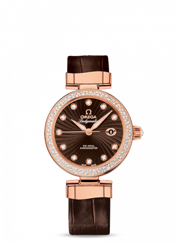 Omega LadyMatic Co-Axial 34 Red Gold / Diamond / Brown 425.68.34.20.63.002