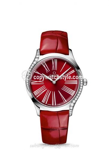 Omega De Ville Tresor 36 Stainless Steel / Red - Roman / Alligator 428.18.36.60.11.002 Omega De Ville Tresor 36 Stainless Steel / Red - Roman / Alligator 428.18.36.60.11.002