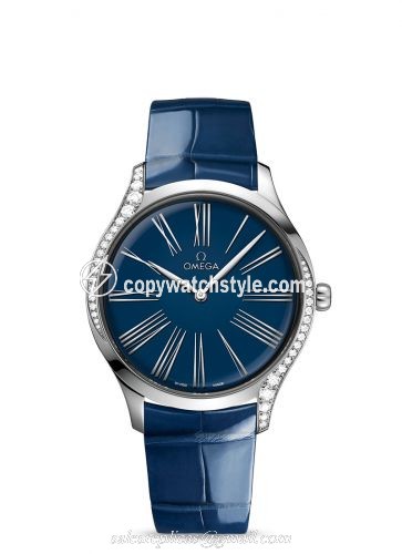Omega De Ville Tresor 39 Stainless Steel / Blue - Roman / Alligator 428.18.39.60.03.001