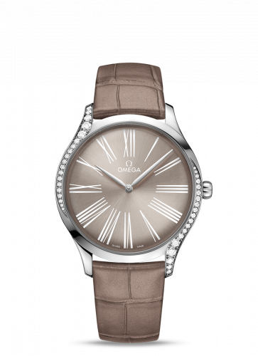 Omega De Ville Tresor 39 Stainless Steel / Grey - Roman / Alligator 428.18.39.60.13.001