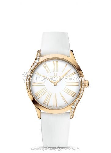 Omega De Ville Tresor 36 Moonshine Gold / White - Roman / Rubber 428.57.36.60.04.001 Omega De Ville Tresor 36 Moonshine Gold / White - Roman / Rubber 428.57.36.60.04.001