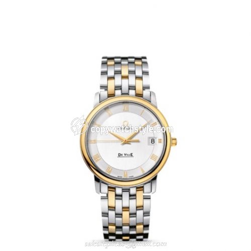 Omega De Ville Prestige Quartz 34.4 Stainless Steel / Yellow Gold / Silver / Bracelet 4310.32.00 Omega De Ville Prestige Quartz 34.4 Stainless Steel / Yellow Gold / Silver / Bracelet 4310.32.00