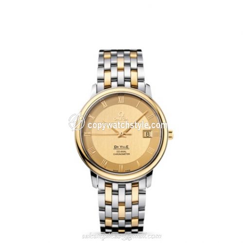 Omega De Ville Prestige Co-Axial 36.5 Stainless Steel / Yellow Gold / Champagne / Bracelet 4374.11.00