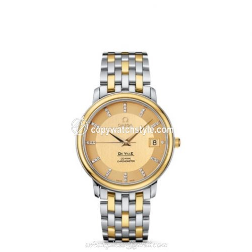 Omega De Ville Prestige Co-Axial 36.5 Stainless Steel / Yellow Gold / Champagne / Bracelet 4374.15.00