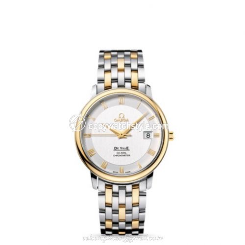 Omega De Ville Prestige Co-Axial 36.5 Stainless Steel / Yellow Gold / Silver / Bracelet 4374.31.00