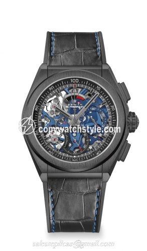 Zenith Defy El Primero 21 Black Ceramic / Skeleton / Alligator / Boutique Edition 49.9001.9004/78.R915 Zenith Defy El Primero 21 Black Ceramic / Skeleton / Alligator / Boutique Edition 49.9001.9004/78.R915