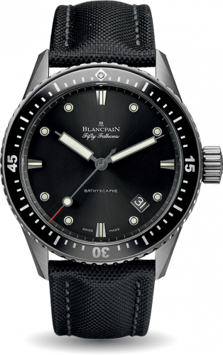 Blancpain Fifty Fathoms Bathyscaphe Titanium / Black / Black Canvas 5000-1230-B52A Blancpain Fifty Fathoms Bathyscaphe Titanium / Black / Black Canvas 5000-1230-B52A