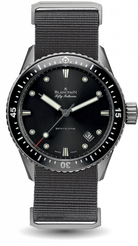Blancpain Fifty Fathoms Bathyscaphe Titanium / Black / Grey Nato 5000-1230-NABA