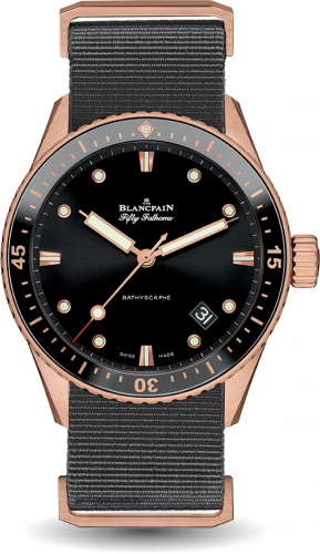 Blancpain Fifty Fathoms Bathyscaphe Sedna Gold / Black / Grey Nato 5000-36S30-NAB A Blancpain Fifty Fathoms Bathyscaphe Sedna Gold / Black / Grey Nato 5000-36S30-NAB A