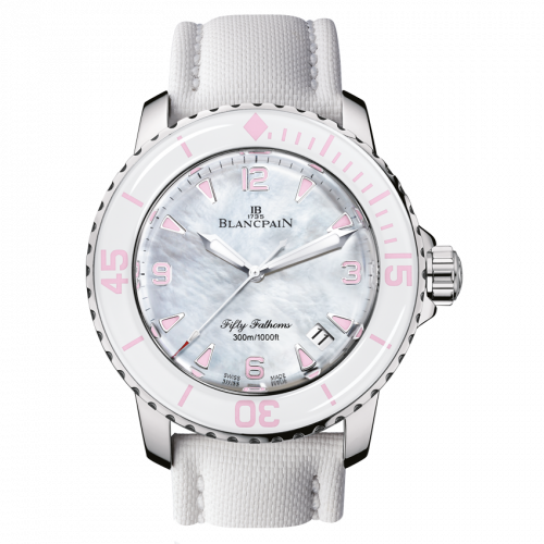 Blancpain Fifty Fathoms Automatique Stainless Steel / Mother of Pearl / White Canvas 5015-1144-52 Blancpain Fifty Fathoms Automatique Stainless Steel / Mother of Pearl / White Canvas 5015-1144-52