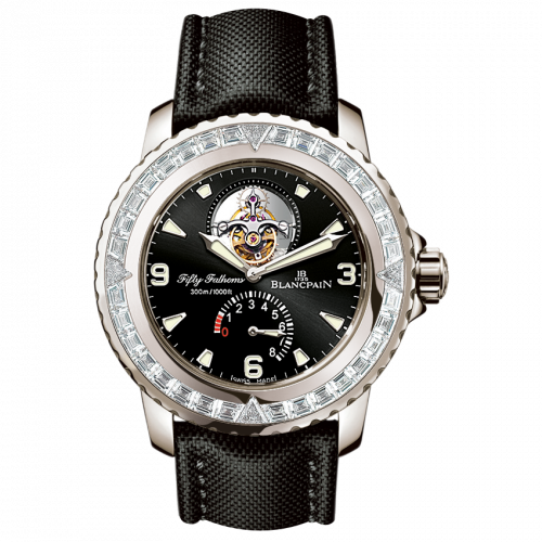 Blancpain Fifty Fathoms Tourbillon 8 Jours White Gold / Diamonds / Black Canvas 5025-5230-52A Blancpain Fifty Fathoms Tourbillon 8 Jours White Gold / Diamonds / Black Canvas 5025-5230-52A