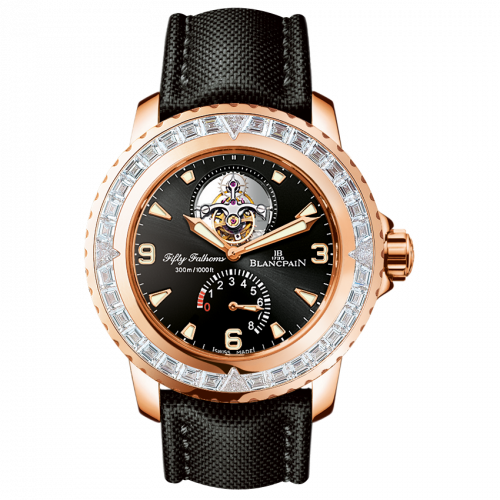 Blancpain Fifty Fathoms Tourbillon 8 Jours Red Gold / Diamonds / Black Canvas 5025-6230-52A Blancpain Fifty Fathoms Tourbillon 8 Jours Red Gold / Diamonds / Black Canvas 5025-6230-52A