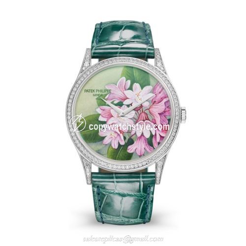 Patek Philippe Calatrava 5077 White Gold / Portrait of Flowers 5077/100G-035 Patek Philippe Calatrava 5077 White Gold / Portrait of Flowers 5077/100G-035