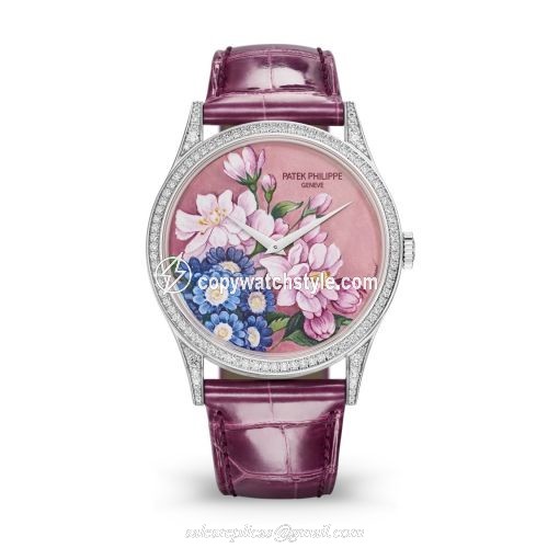 Patek Philippe Calatrava 5077 White Gold / Portrait of Flowers 5077/100G-036 Patek Philippe Calatrava 5077 White Gold / Portrait of Flowers 5077/100G-036