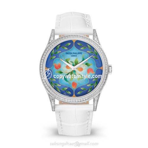 Patek Philippe Calatrava 5077 White Gold / Diamond / Floral Caprice 5077/100G-038 Patek Philippe Calatrava 5077 White Gold / Diamond / Floral Caprice 5077/100G-038