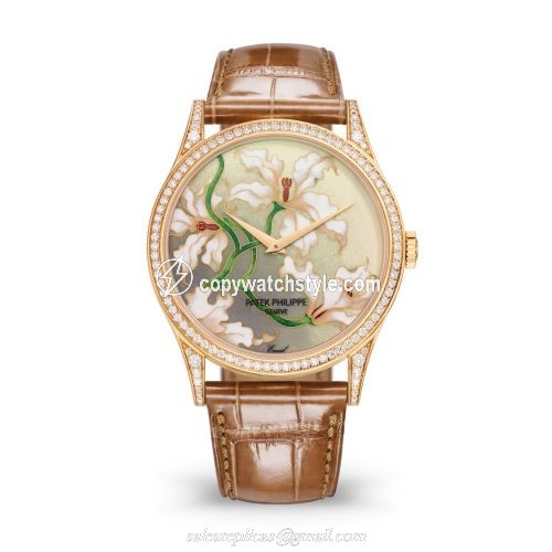 Patek Philippe Calatrava 5077 Rose Gold / Diamond / Orchids 5077/100R-036