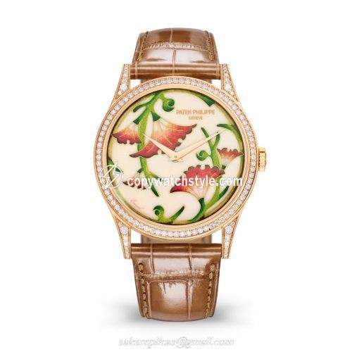 Patek Philippe Calatrava 5077 Rose Gold / Japanese Floral Motifs 5077/100R-039 Patek Philippe Calatrava 5077 Rose Gold / Japanese Floral Motifs 5077/100R-039