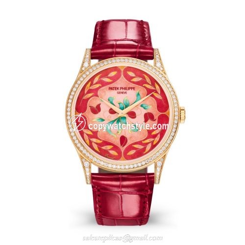 Patek Philippe Calatrava 5077 Rose Gold / Diamond / Floral Caprice 5077/100R-041 Patek Philippe Calatrava 5077 Rose Gold / Diamond / Floral Caprice 5077/100R-041