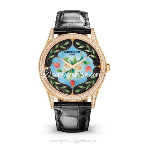 Patek Philippe Calatrava 5077 Rose Gold / Diamond / Floral Caprice 5077/100R-045 Patek Philippe Calatrava 5077 Rose Gold / Diamond / Floral Caprice 5077/100R-045