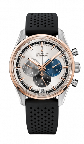 Zenith El Primero Chronomaster 42 Stainless Steel / Rose Gold / Silver / Fabric 51.2080.400/69.R576 Zenith El Primero Chronomaster 42 Stainless Steel / Rose Gold / Silver / Fabric 51.2080.400/69.R576