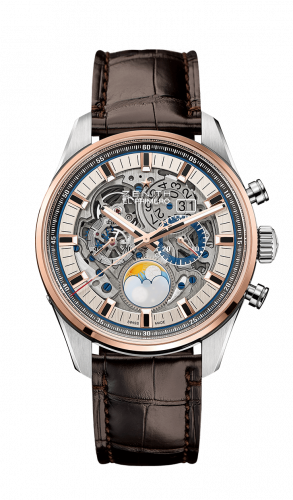 Zenith El Primero Chronomaster Grande Date Full Open Stainless Steel / Pink Gold / Alligator 51.2530.4047/78.C810 Zenith El Primero Chronomaster Grande Date Full Open Stainless Steel / Pink Gold / Alligator 51.2530.4047/78.C810