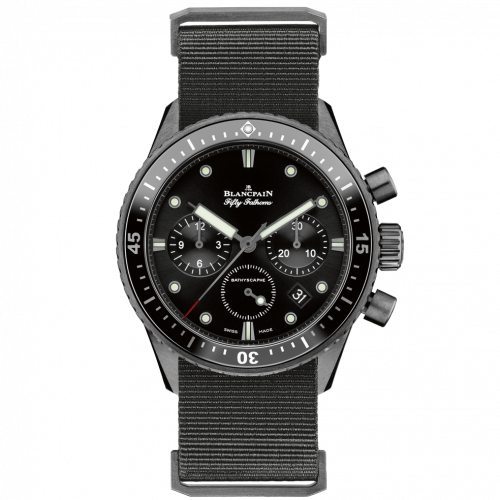 Blancpain Fifty Fathoms Bathyscaphe Flyback Chronograph Black Ceramic / Black / Black Nato 5200-0130-NABA