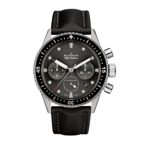 Blancpain Fifty Fathoms Bathyscaphe Flyback Chronograph Stainless Steel / Grey / Black Canvas 5200-1110-B52A Blancpain Fifty Fathoms Bathyscaphe Flyback Chronograph Stainless Steel / Grey / Black Canvas 5200-1110-B52A