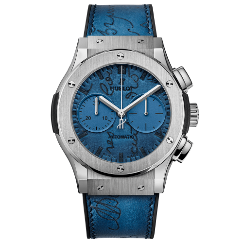 Hublot Classic Fusion 45 Chronograph Berluti Scritto Ocean Blue 521.NX.050B.VR.BER18 Hublot Classic Fusion 45 Chronograph Berluti Scritto Ocean Blue 521.NX.050B.VR.BER18