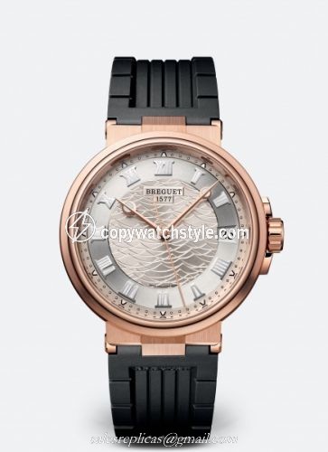 Breguet Marine 5517 Rose Gold / Silver / Rubber 5517BR/12/5ZU Breguet Marine 5517 Rose Gold / Silver / Rubber 5517BR/12/5ZU