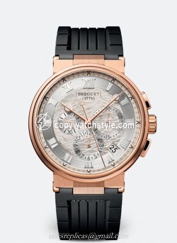 Breguet Marine Chronograph 5527 Rose Gold / Silver / Rubber 5527BR/12/5WV