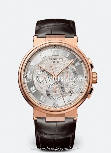Breguet Marine Chronograph 5527 Rose Gold / Silver / Alligator 5527BR/12/9WV Breguet Marine Chronograph 5527 Rose Gold / Silver / Alligator 5527BR/12/9WV