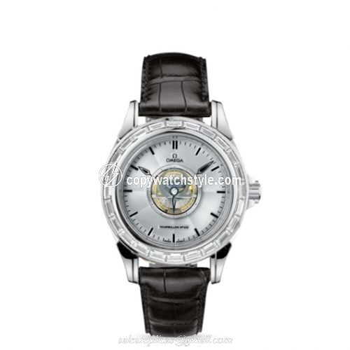 Omega De Ville Tourbillon Platinum / Baguette / Silver 5944.40.31 Omega De Ville Tourbillon Platinum / Baguette / Silver 5944.40.31