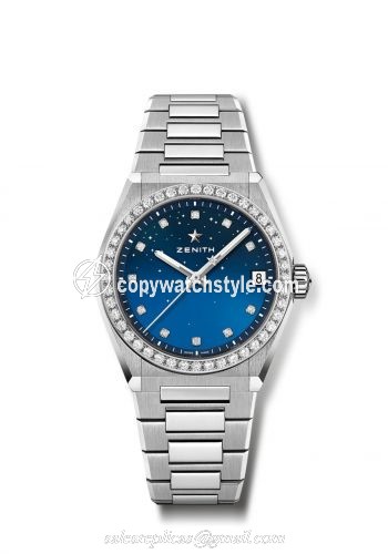 Zenith Defy Midnight Stainless Steel / Diamond / Blue 6.9200.670/01.MI001 Zenith Defy Midnight Stainless Steel / Diamond / Blue 6.9200.670/01.MI001