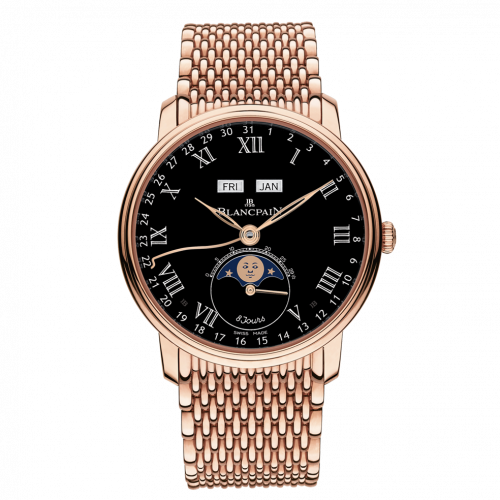 Blancpain Villeret Quantieme Complet 8 Jours Red Gold / Black Enamel / Bracelet 6639-3637-MMB