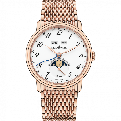 Blancpain Villeret Quantieme Complet 8 Jours Red Gold / Enamel Arabic / Bracelet 6639A-3631-MMB Blancpain Villeret Quantieme Complet 8 Jours Red Gold / Enamel Arabic / Bracelet 6639A-3631-MMB