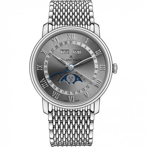 Blancpain Villeret Quantieme Complet 40mm Stainless Steel / Grey / Bracelet 6654-1113-MMB Blancpain Villeret Quantieme Complet 40mm Stainless Steel / Grey / Bracelet 6654-1113-MMB
