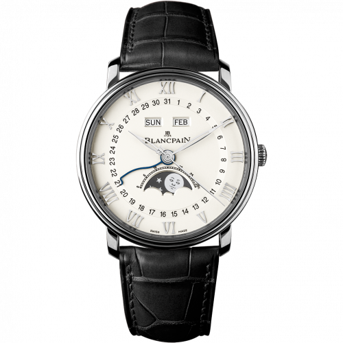 Blancpain Villeret Quantieme Complet 40mm Stainless Steel / White 6654-1127-55B