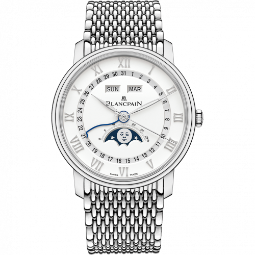 Blancpain Villeret Quantieme Complet 40mm Stainless Steel / White 6654-1127-MMB