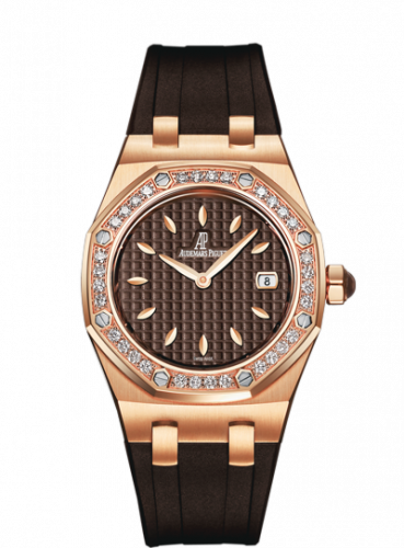 Audemars Piguet Royal Oak Quartz 67621 Pink Gold / Diamond / Brown / Rubber 67621OR.ZZ.D080CA.01 Audemars Piguet Royal Oak Quartz 67621 Pink Gold / Diamond / Brown / Rubber 67621OR.ZZ.D080CA.01