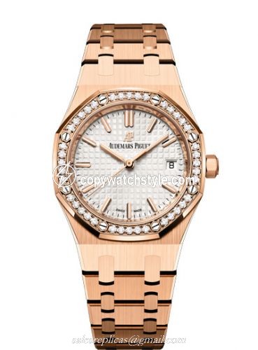 Audemars Piguet Royal Oak Selfwinding 34 Red Gold / Diamond / Silver / Bracelet 77351OR.ZZ.1261OR.01 Audemars Piguet Royal Oak Selfwinding 34 Red Gold / Diamond / Silver / Bracelet 77351OR.ZZ.1261OR.01