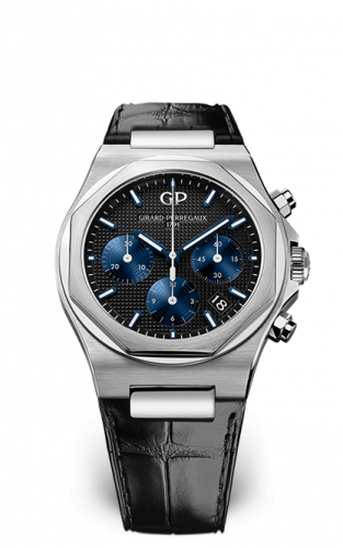 Girard-Perregaux Laureato 38 Chronograph Stainless Steel / Black / Alligator 81040-11-631-BB6A Girard-Perregaux Laureato 38 Chronograph Stainless Steel / Black / Alligator 81040-11-631-BB6A